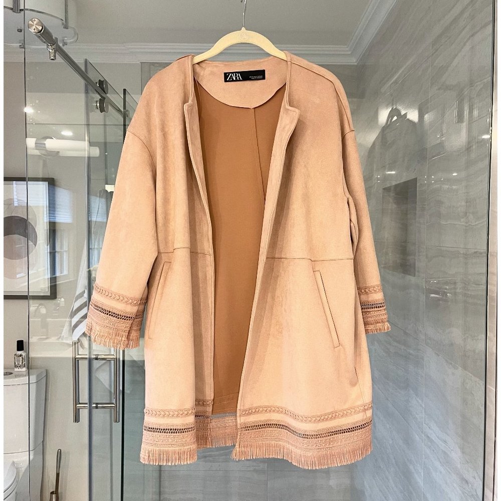 ZARA Blush Faux Suede Jacket - M